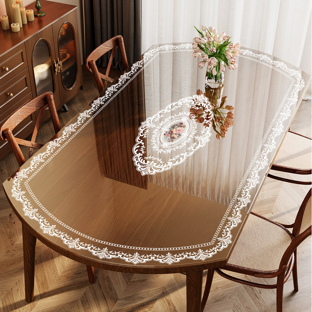 蕾丝椭圆形餐桌垫免洗防油防水pvc透明桌布茶几保护垫弧形软玻璃,居家布艺,桌布,淘宝优惠券,粉丝福利购,淘宝优惠卷