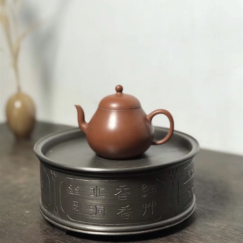 潮汕纯手a工锡茶盘锡壶承工夫茶锡器 潮汕老作坊锡制茶船