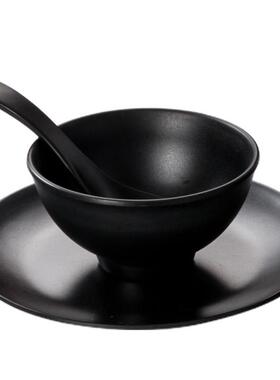 黑色密胺餐具火锅店摆台四件套碗碟套装餐厅饭店商用仿瓷塑料小碗