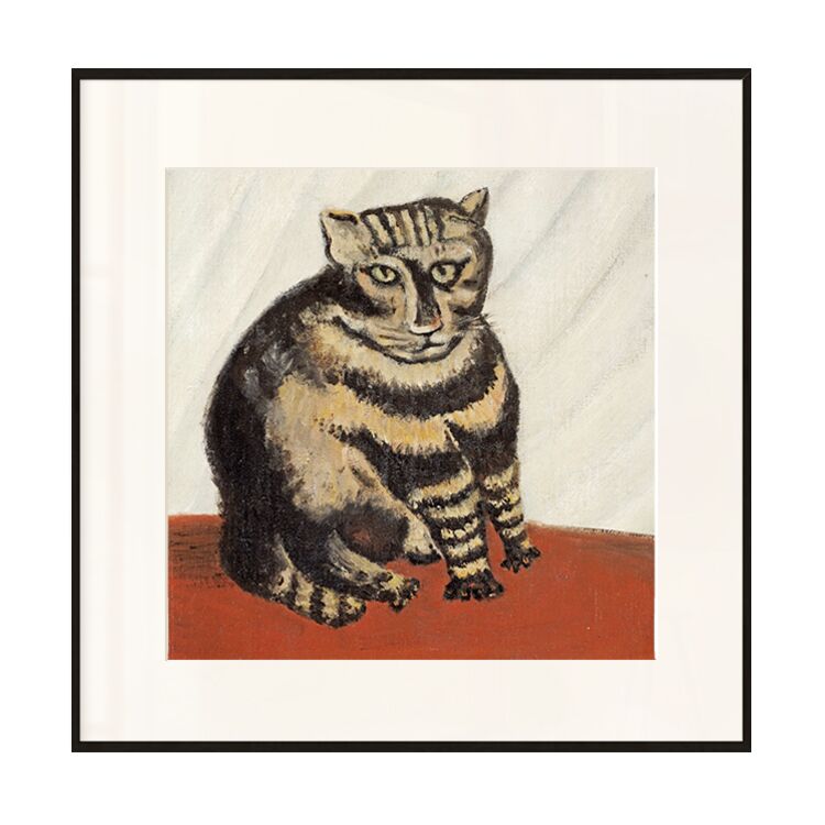 小橙子 猫 卢梭日式挂画餐厅民宿和风装饰画正方形画卧室咖啡馆