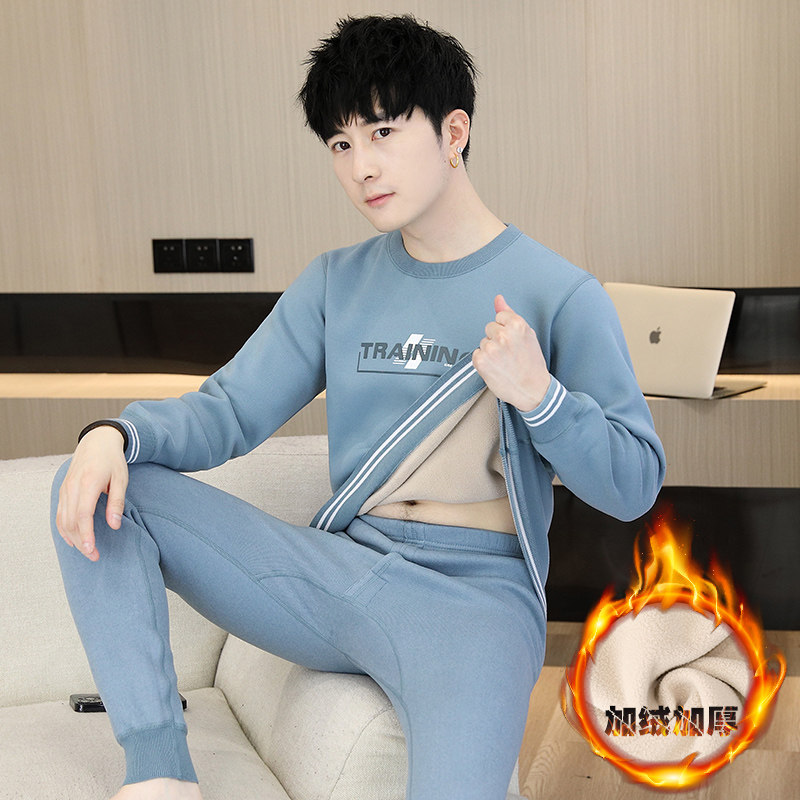 青少年大童发热衣裤男冬季加y绒加厚初高中学生秋衣卫生裤打底衫