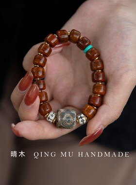 晴木【普渡】天然西藏牦牛骨文玩手串藏族天珠念珠盘玩手链男女款