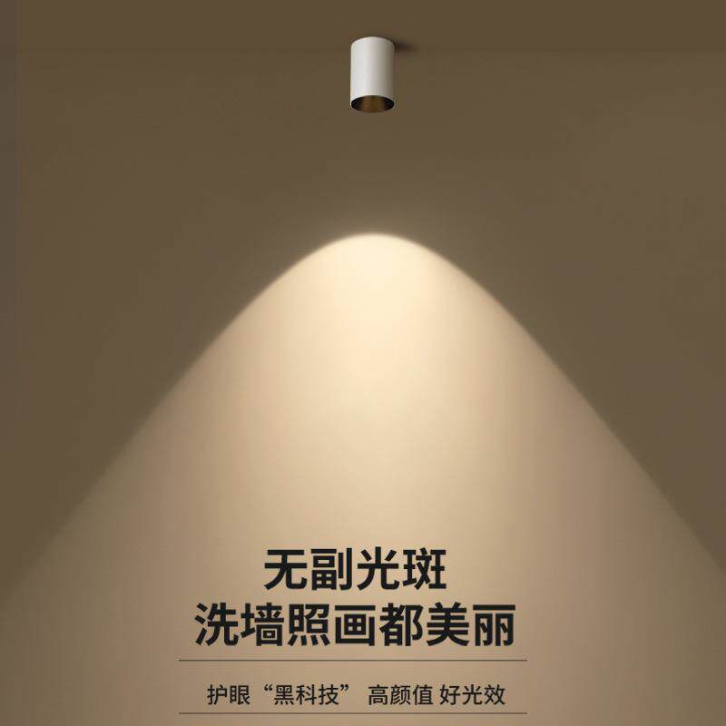 明装射灯led圆形筒灯家用客厅无吊顶无主灯7w12瓦过道阳台灯