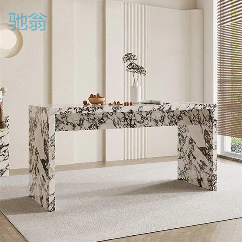 ezq岩板吧台桌现代轻奢客厅隔断开放式厨房岛台高端现做一体餐桌