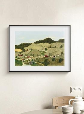 摩西奶奶挂画清新风景田园Grandma Moses绘油画 卧室床头装饰画芯