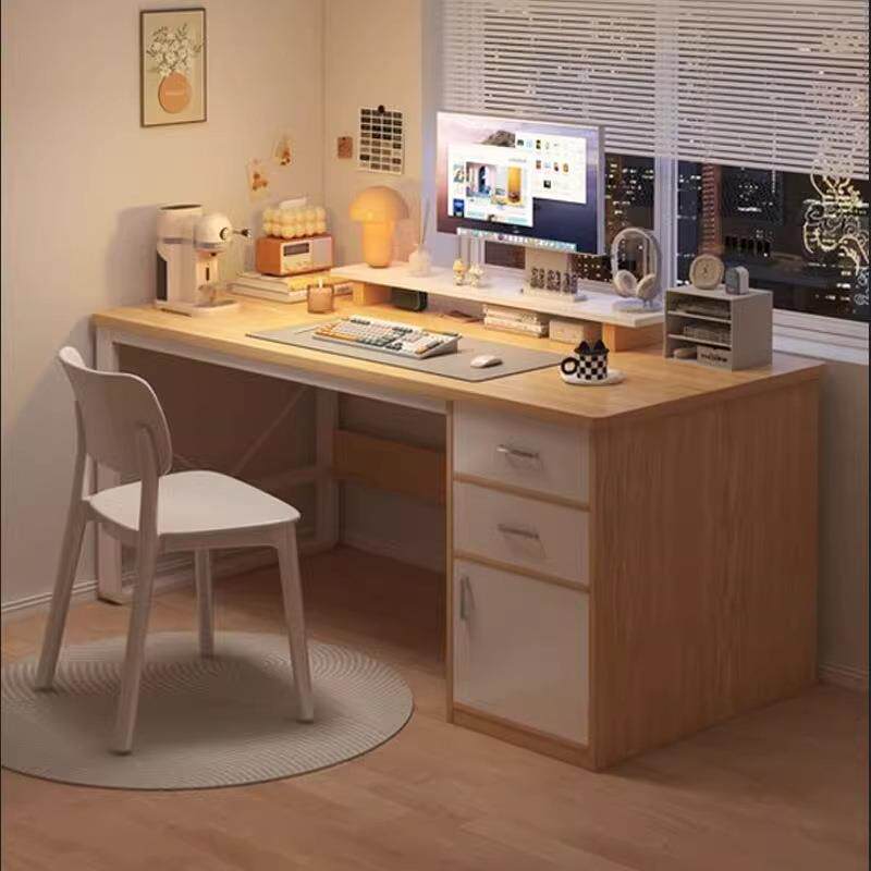 电脑桌台式家用卧室书桌学生学习写字桌子简易出租屋带抽屉办公桌