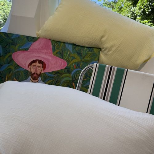 母婴级温柔韩系奶黄混搭皱皱纱四件套全棉.m.米被套床单