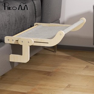 实木吊床猫窝床边猫床猫咪观景台猫阳台布挂床防掉毛猫爬架悬挂式