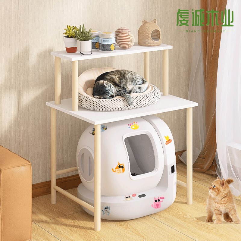 猫砂盆置物架阳台小佩猫厕所上方收纳架客厅猫爬架V宠物用品储物图片
