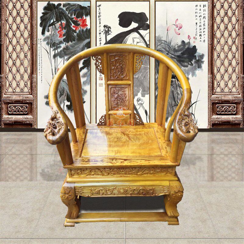 金丝楠木龙椅红木沙发椅中式仿古圈椅围椅靠背椅高档X办公椅电脑
