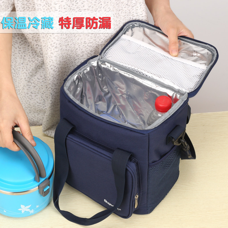 韩式加厚饭盒袋大号冷藏保温袋圆形保温桶袋子防水手提带饭便当包