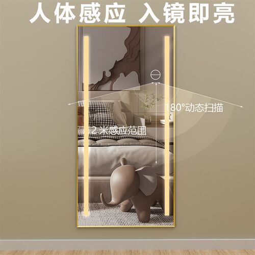 壁挂全身镜带灯智能镜穿衣镜家用衣帽间玄关挂墙试衣触摸感应镜子