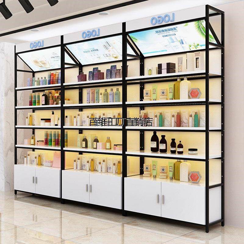超市货架展示架产品置物架带灯箱多层陈列柜手机T配件化妆品展示