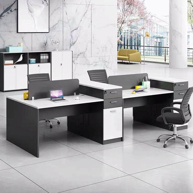 办公桌子现代屏风工位带柜员工桌2人前后4/6人位桌椅带线盒电脑桌