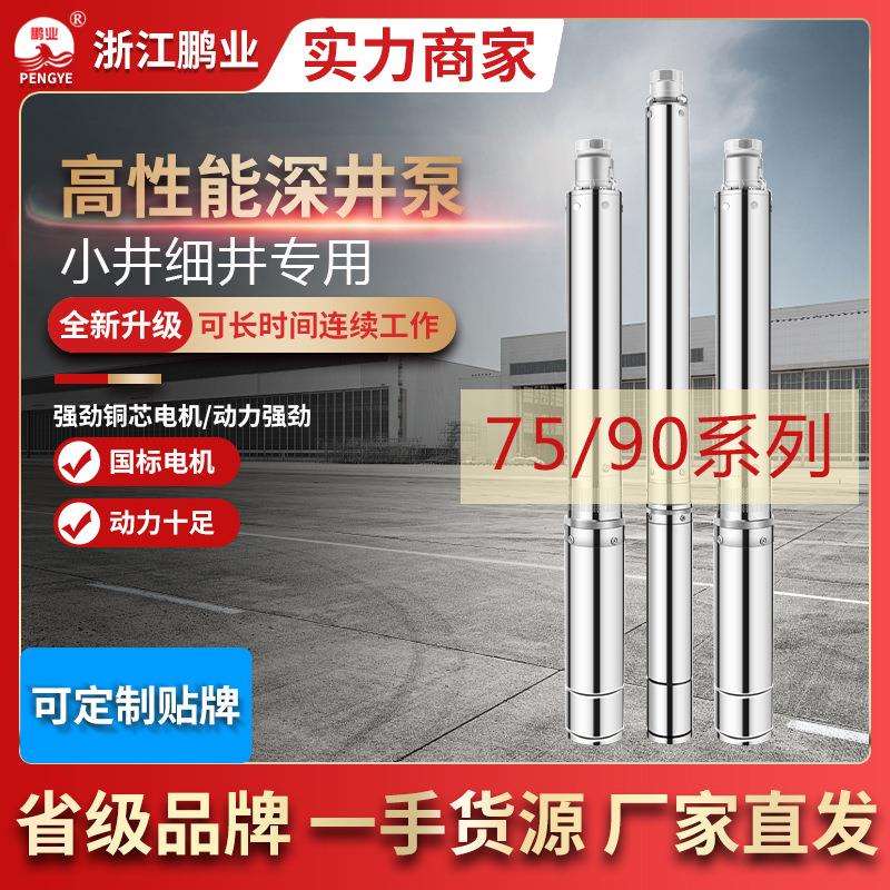 QJD型75不锈钢抽水泵高扬程220v深井高吸程水泵家用90型潜水泵