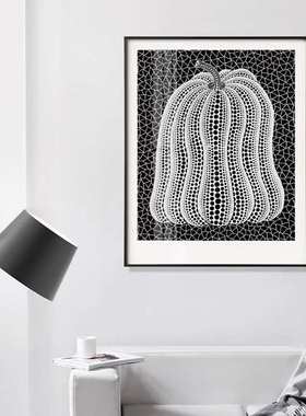 波点南瓜草间弥生轻奢抽象玄关客厅装饰画橙色挂画样板间小众艺术