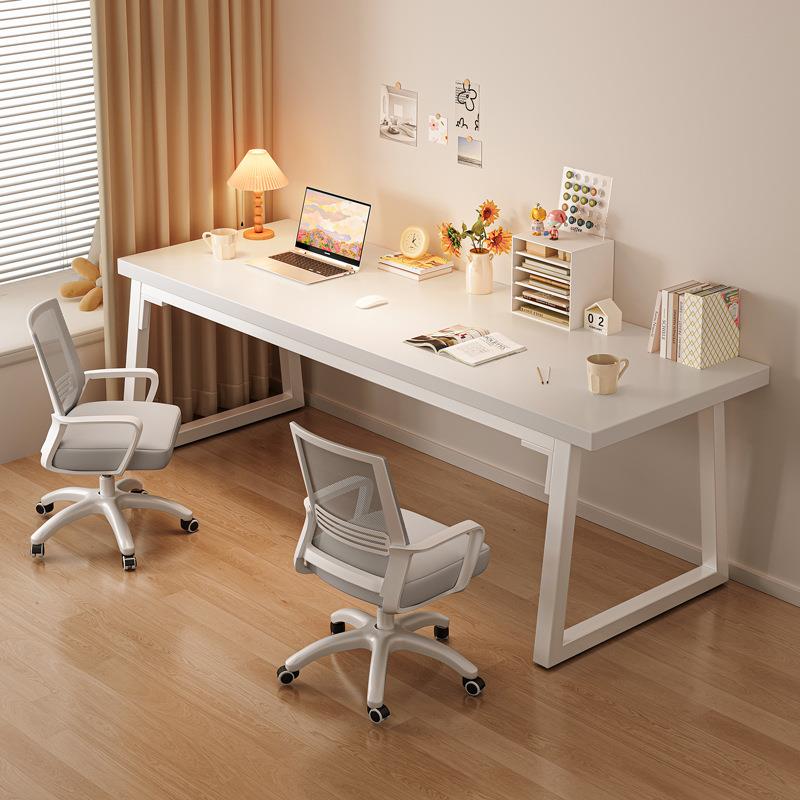 双人电脑桌台式长书桌学生家用学习写字桌小户型卧室白色办公桌子