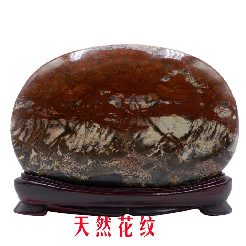 天然花纹国画石摆件草花石原石观赏石奇石办公Q室客厅装饰品送礼