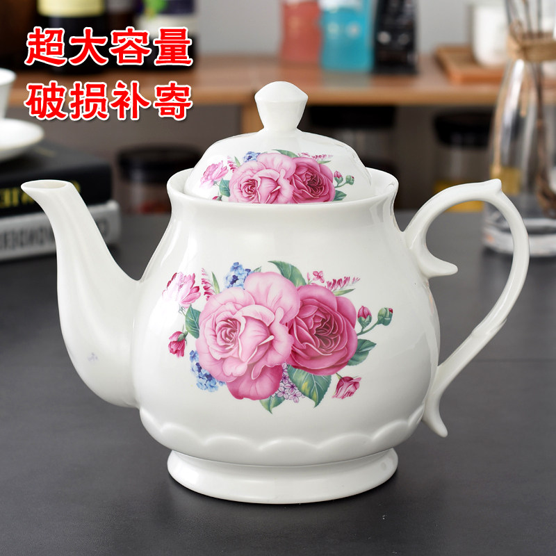 陶瓷耐热凉水壶大容量瓷茶壶家用客厅冷水壶带过滤提梁壶单壶中式