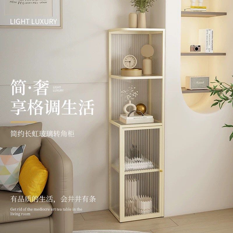 客厅墙角收纳柜奶油风墙边角柜圆弧转角书架储物柜拐角落地玻璃柜,住宅家具,角柜,淘宝优惠券,粉丝福利购,淘宝优惠卷