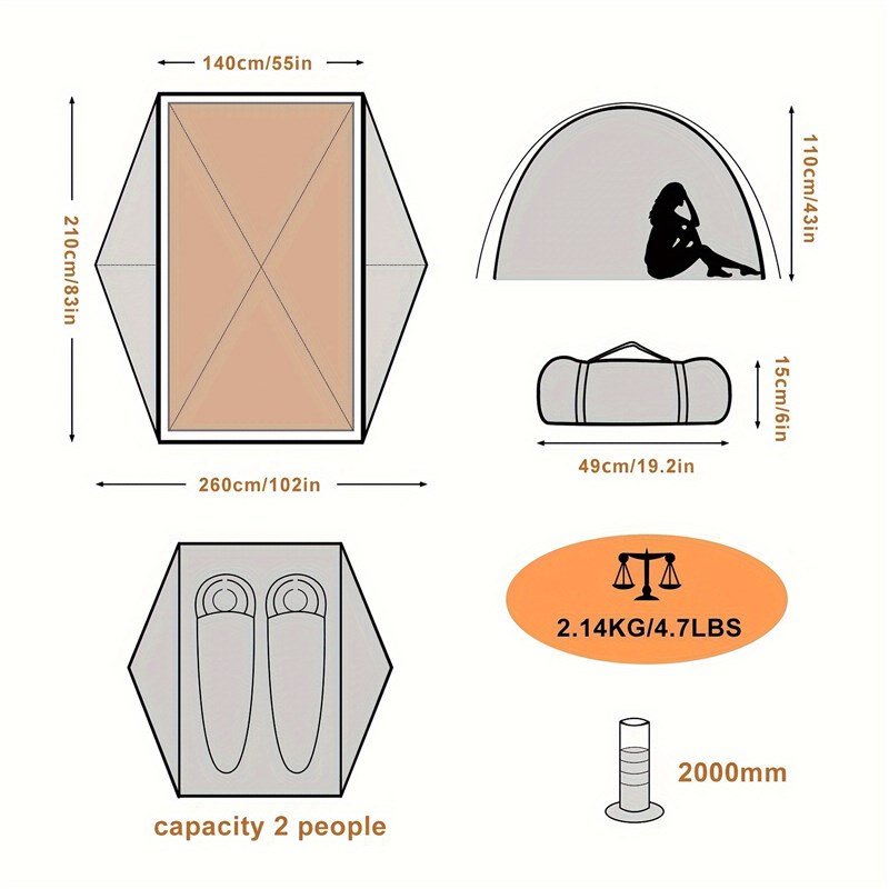 登山帐篷露营帐篷轻型背包帐篷防水防风双门简易设置双层户外