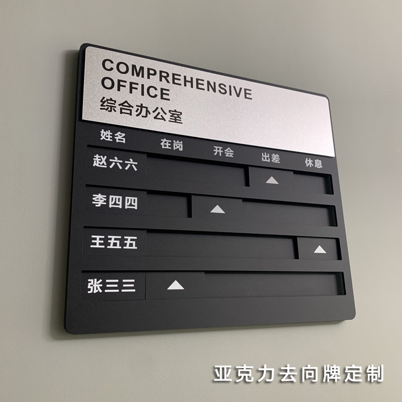 亚克力去向牌办公室n门牌工作人员去向牌可更换科室牌标识牌定制