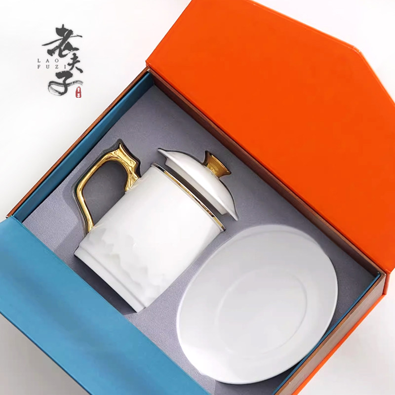 高档羊脂玉白瓷水杯带盖过滤大容量办公家用个人茶水分离泡茶杯子,餐饮具,茶杯,淘宝优惠券,粉丝福利购,淘宝优惠卷