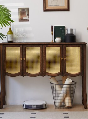 美式入户玄关桌实木玄关柜客厅置物柜靠I墙隔断柜走廊正对门长条