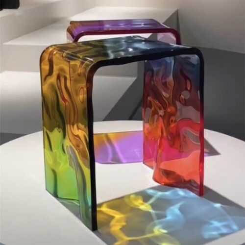 集物室亚克力透明l魔方彩虹凳家用换鞋矮凳客厅茶几凳子椅子化妆