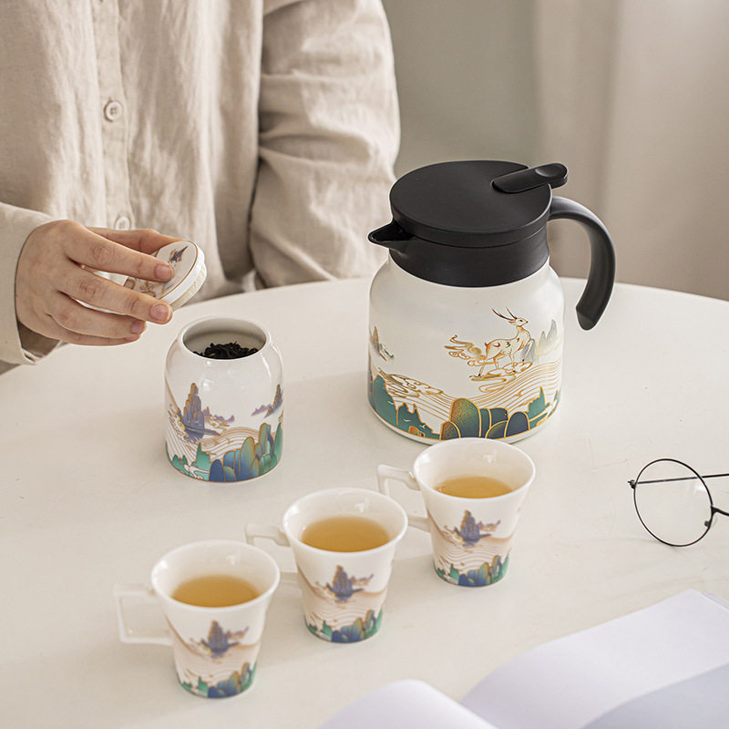 陶瓷内胆保温杯焖茶壶茶水分离陈皮普洱茶闷泡Q套装便捷不锈钢家