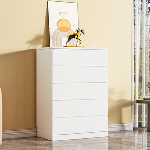 实木五斗柜现代简约卧室抽屉柜白色收F纳柜子小户型客厅储物柜定