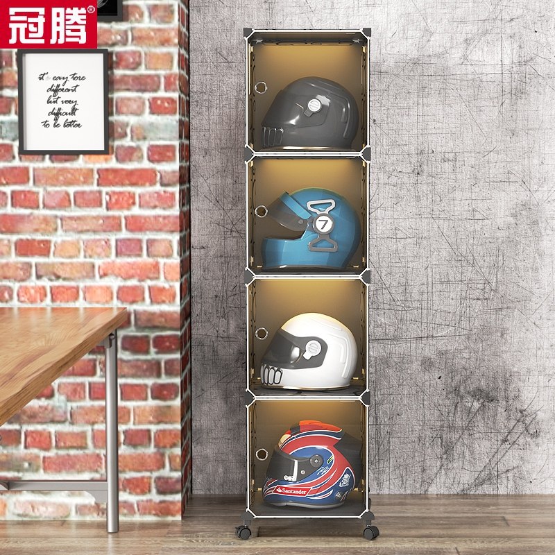头盔展示架摩托车家用防尘货w架骑行服透明展示架带轮可移动收纳