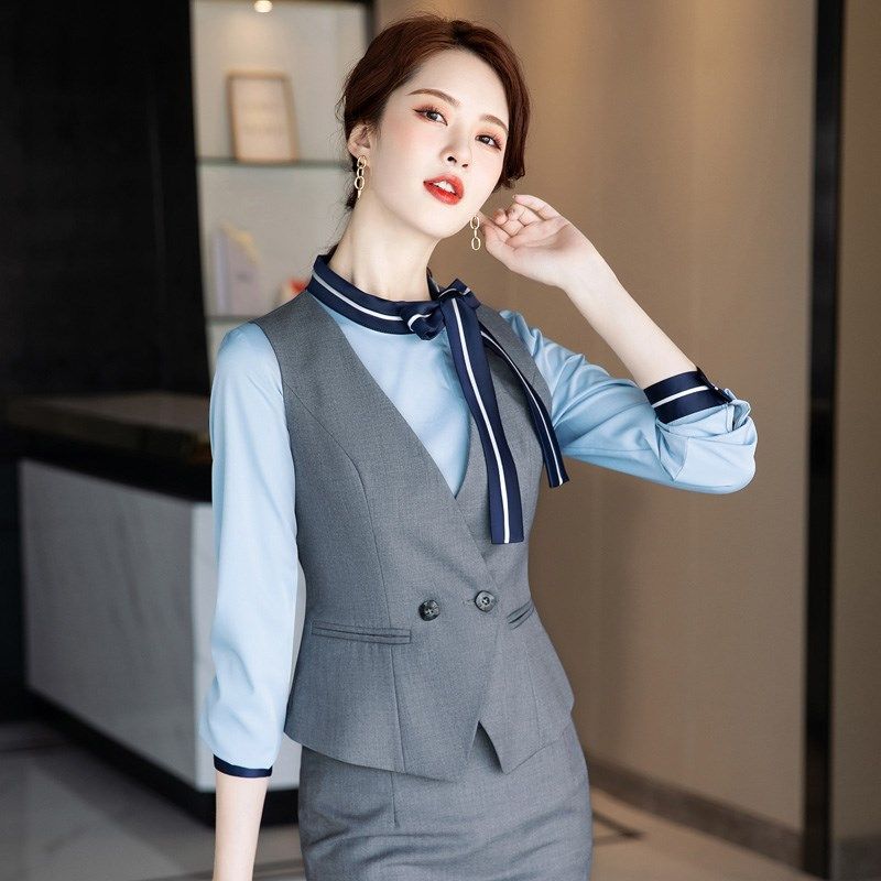 秋冬灰色短款马甲酒店前台收银员职业马夹套装女珠宝美容师工作服,女装/女士精品,马夹,淘宝优惠券,粉丝福利购,淘宝优惠卷