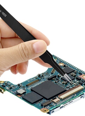 ESD压边镊子帆布袋装 不锈钢镊子直头弯头挑睫毛镊子电子维修工具