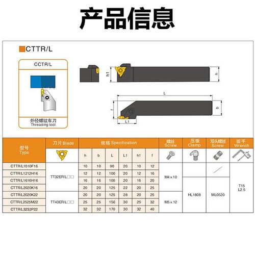 立装螺纹刀杆CTTR2020K16 SER2020K16V SER2525M16V SER2525M22-V