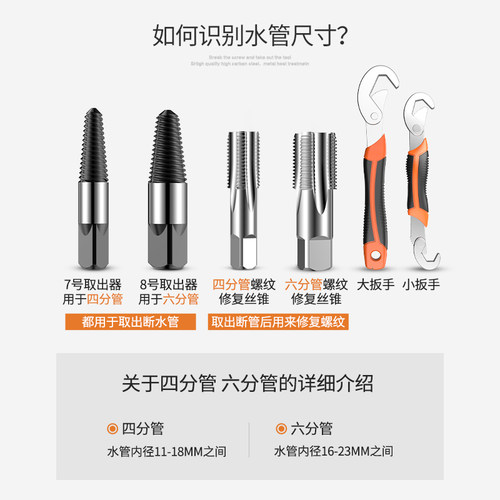 德国KOMAX水龙头断头螺丝取出器水管断管取丝器万能丝锥反丝断丝