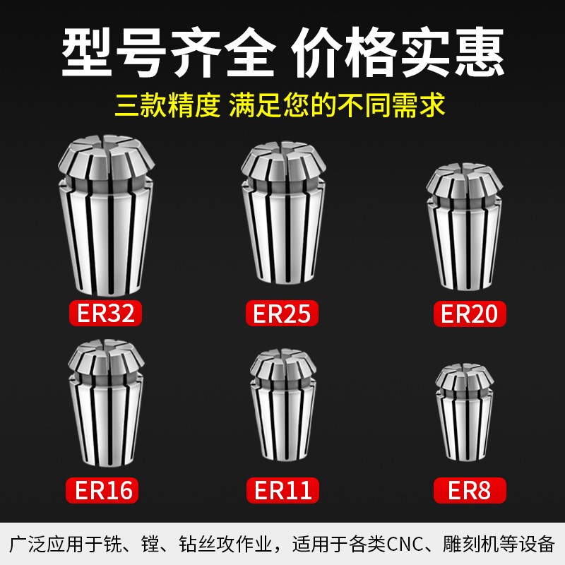 火速机电ER32夹头筒夹er夹头数控车床夹头雕刻机配件大全弹性夹头图片
