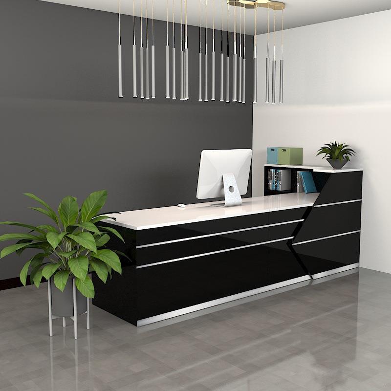 简约时尚办公前台桌接待台咨询服务台服装店收银台吧台桌板式前台