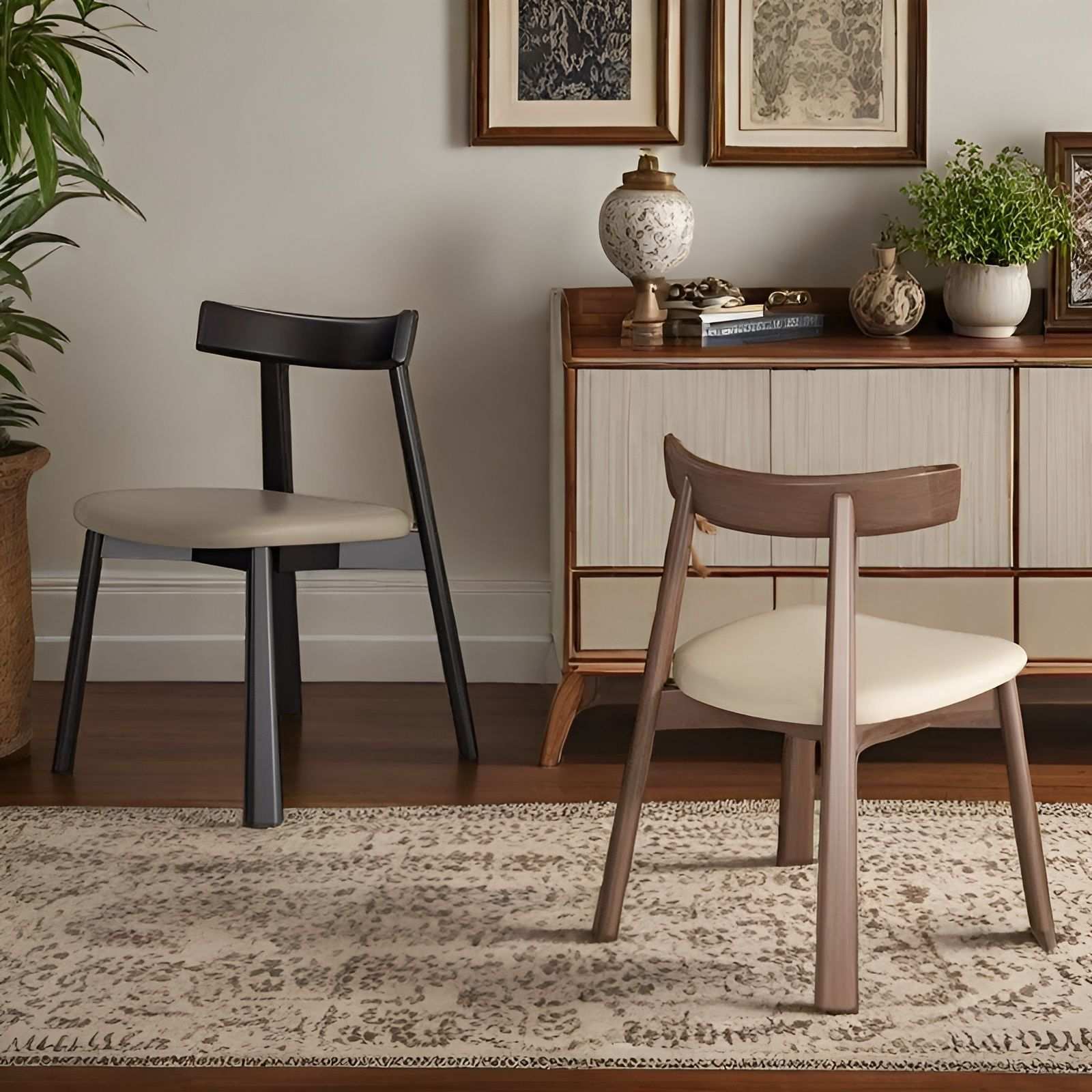 实木餐椅靠背酒店家用办公室现代北欧轻奢餐厅简约船桨椅吧台椅子