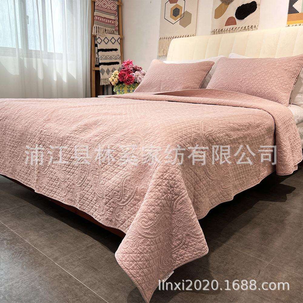 出口外贸纯棉全棉榻榻米床盖三件套双面夹棉床单四季通用炕盖美式