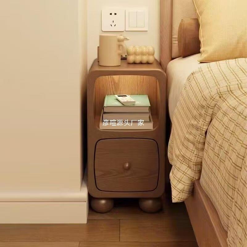 实木床头柜迷你小型极窄带灯床边超窄简约现代卧室夹缝窄边置物架