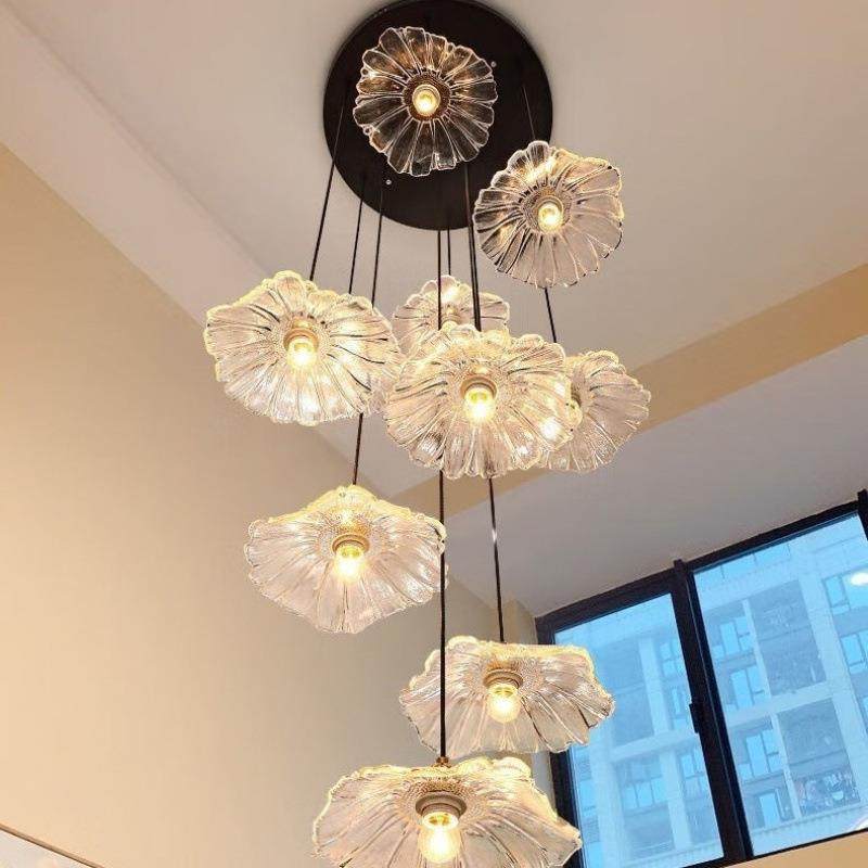 复式楼梯旋转吊灯.现代简约别墅客餐厅灯艺术创意设计二层荷花,鲜花速递/花卉仿真/绿植园艺,割草机/草坪机,淘宝优惠券,粉丝福利购,淘宝优惠卷