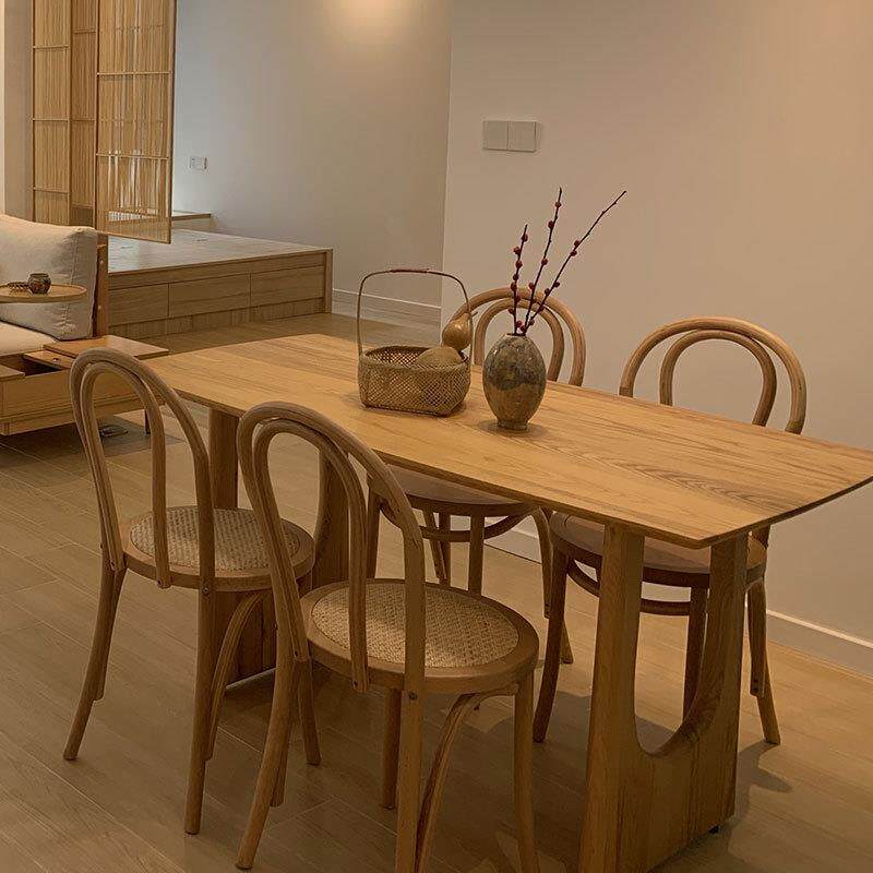 北欧家用实木餐桌长方形吃饭桌子白蜡木简约现代长条大板桌椅组合