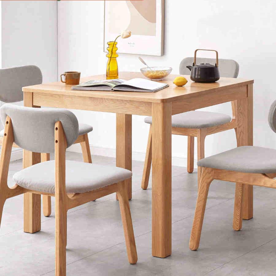 全实木餐桌家用小户型橡木小方桌现代简约饭桌北欧正方形桌子