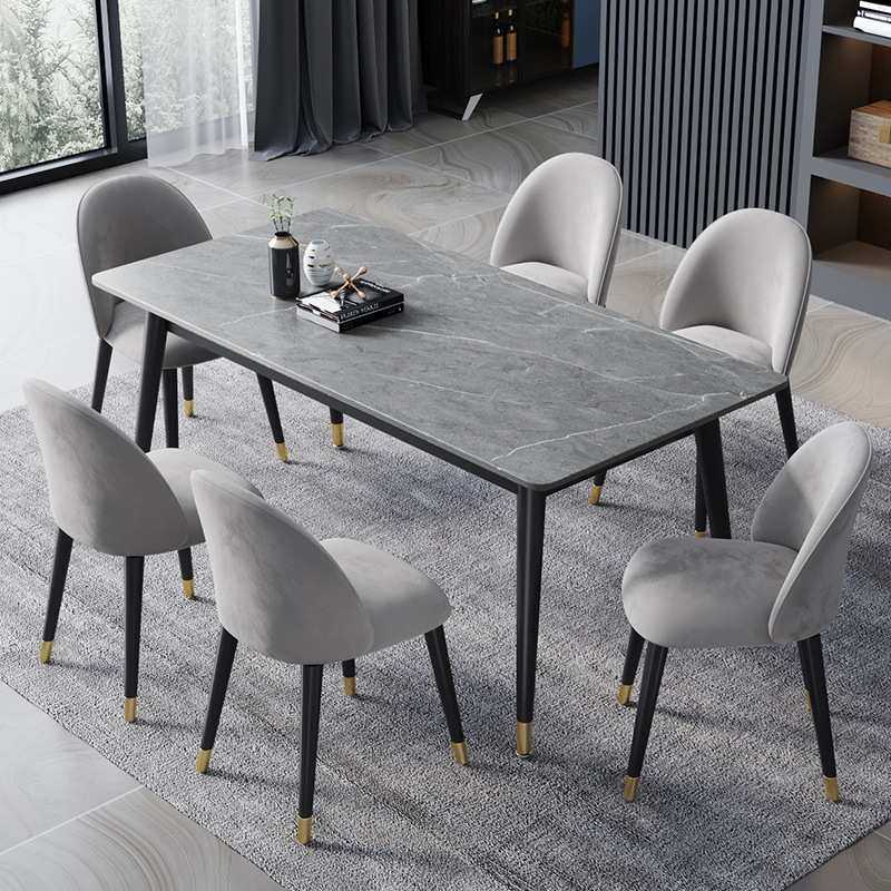 岩板餐桌椅组合北欧防水餐桌 桌家用吃饭桌子 轻奢后现代简约客厅