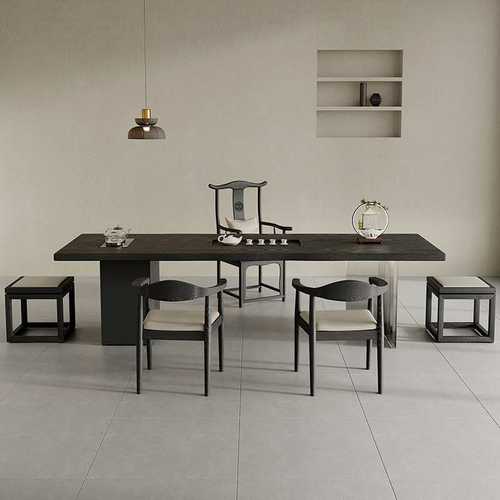 实木茶桌椅组合亚克力悬浮泡茶桌茶台烧水壶一体办公接待茶桌组合