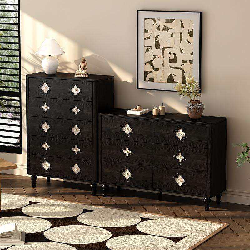 法式贝壳五斗柜实木斗柜卧室靠墙储物柜抽屉柜床尾柜置物收纳柜