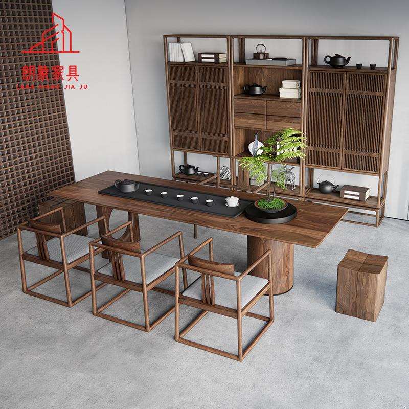 现代新中式办公室茶台茶桌椅组合禅意会客区茶空间家具设计师