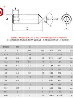 M3M4M5M6M8M10M12 45H级尖端紧定螺丝机米无头螺丝顶丝紧定螺钉