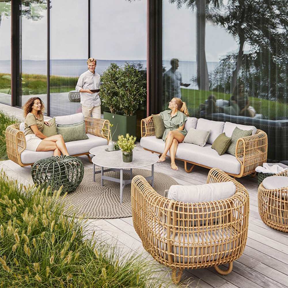 户外沙发茶几组合简约休闲藤制露天阳台户外家具别墅民宿编藤沙发